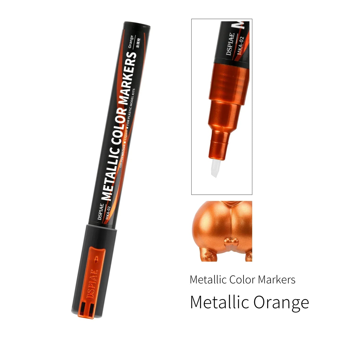 DSPIAE MKA Metallic Brush Marker Pen Set – Eco-Friendly Water-Based Soft Tip Paint Pens (Pink, Orange, Red, Blue, Green, Silver, Gold)