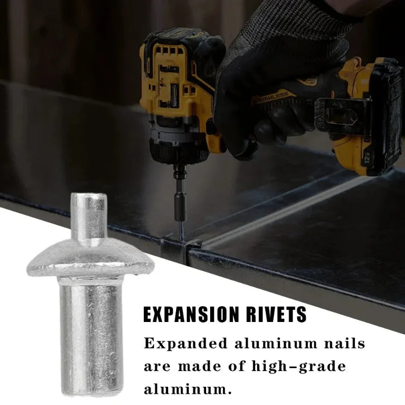 100x Hammer Drive Expansion Rivets – Aluminum Piercing Nails, Tapping Screws & Fasteners for Percussion Expansion