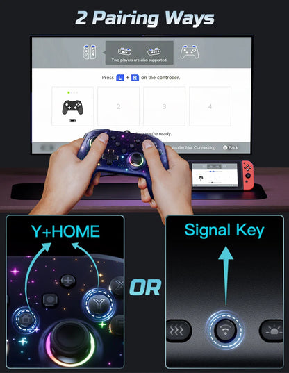 LED Star Wireless Pro Controller for Nintendo Switch, Switch Lite & OLED – Multi-Platform Bluetooth Controller for Windows, iOS & Android