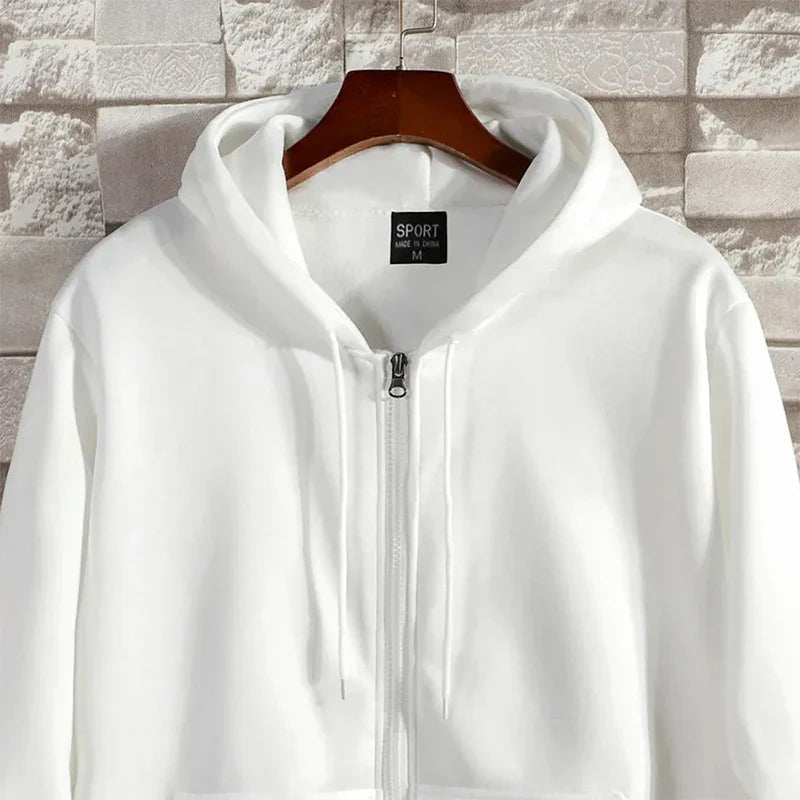 Men's Zipper Hoodie – Casual Long Sleeve Hooded Sweatshirt for Autumn & Winter – Loose Fit Sportswear Jacket