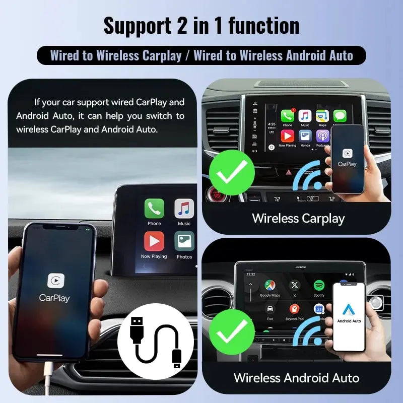 XUDA Smart Mini Box - NEW Wireless CarPlay and Android Auto Adapter, Plug and Play, Fast WiFi Connection - Universal for Nissan