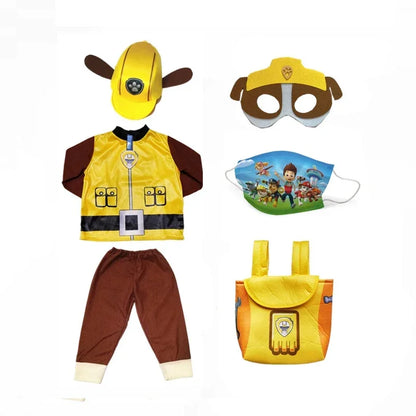 Anime Dog Patrol Kids Costume Set – Tops, Pants, Backpack & Hat for Marshall, Chase, Skye, Zuma, Rubble Halloween Cosplay