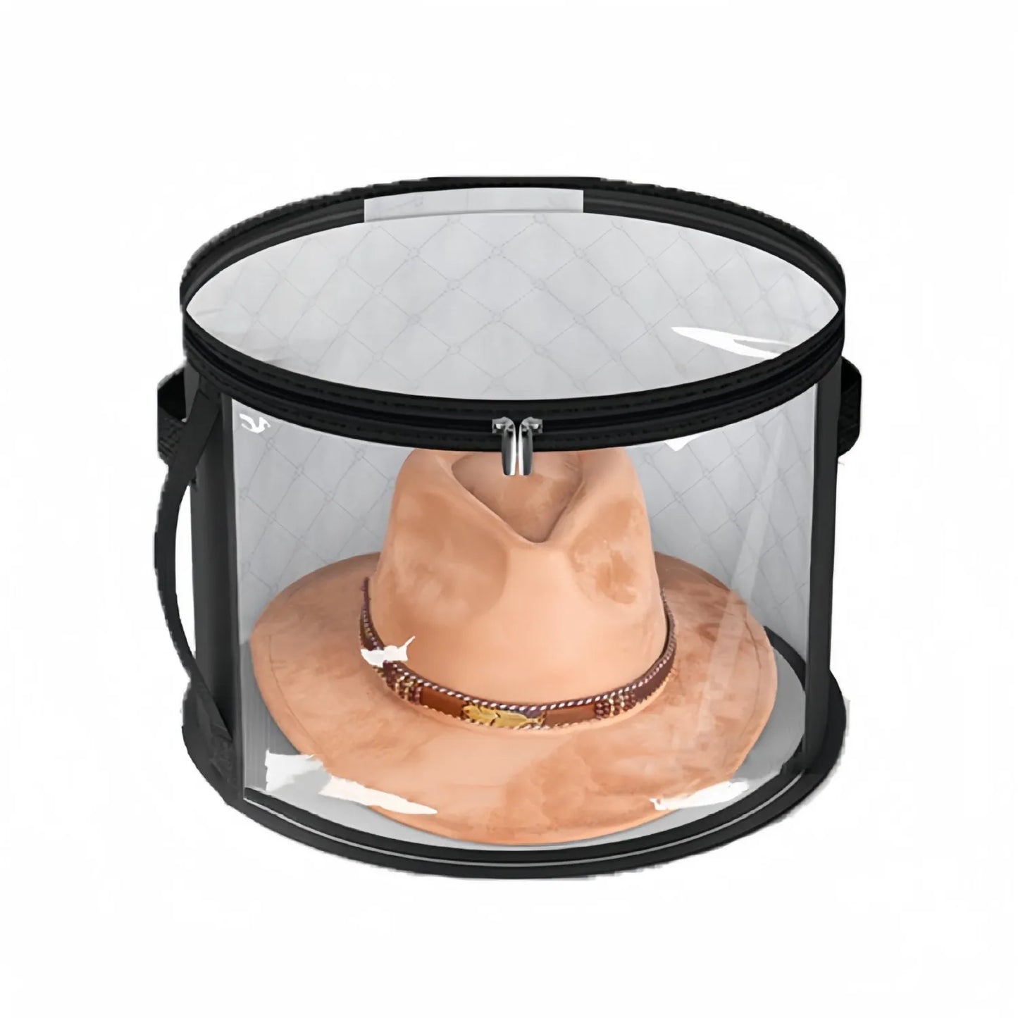 Foldable Hat Storage Bucket Bag – Travel Organizer with Handle & Clear Window for Wide Brim Hats