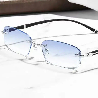 Luxury Diamond-Cut Photochromic Reading Glasses – Rimless Men’s & Women’s Color-Changing Presbyopia Eyewear