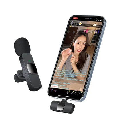 Basix Wireless Lavalier Microphone – Mini Windproof Audio Recorder with Replaceable Wool for iPhone 16, Vlog & YouTube Shooting
