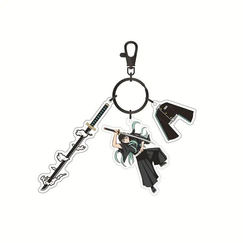 Anime Demon Slayer Acrylic Keychain – Tanjiro & Nezuko Kamado Cartoon Schoolbag Pendant Character Charm Kids Gift Accessories