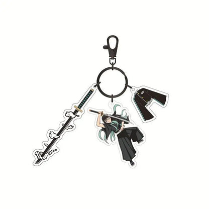 Anime Demon Slayer Acrylic Keychain – Tanjiro & Nezuko Kamado Cartoon Schoolbag Pendant Character Charm Kids Gift Accessories