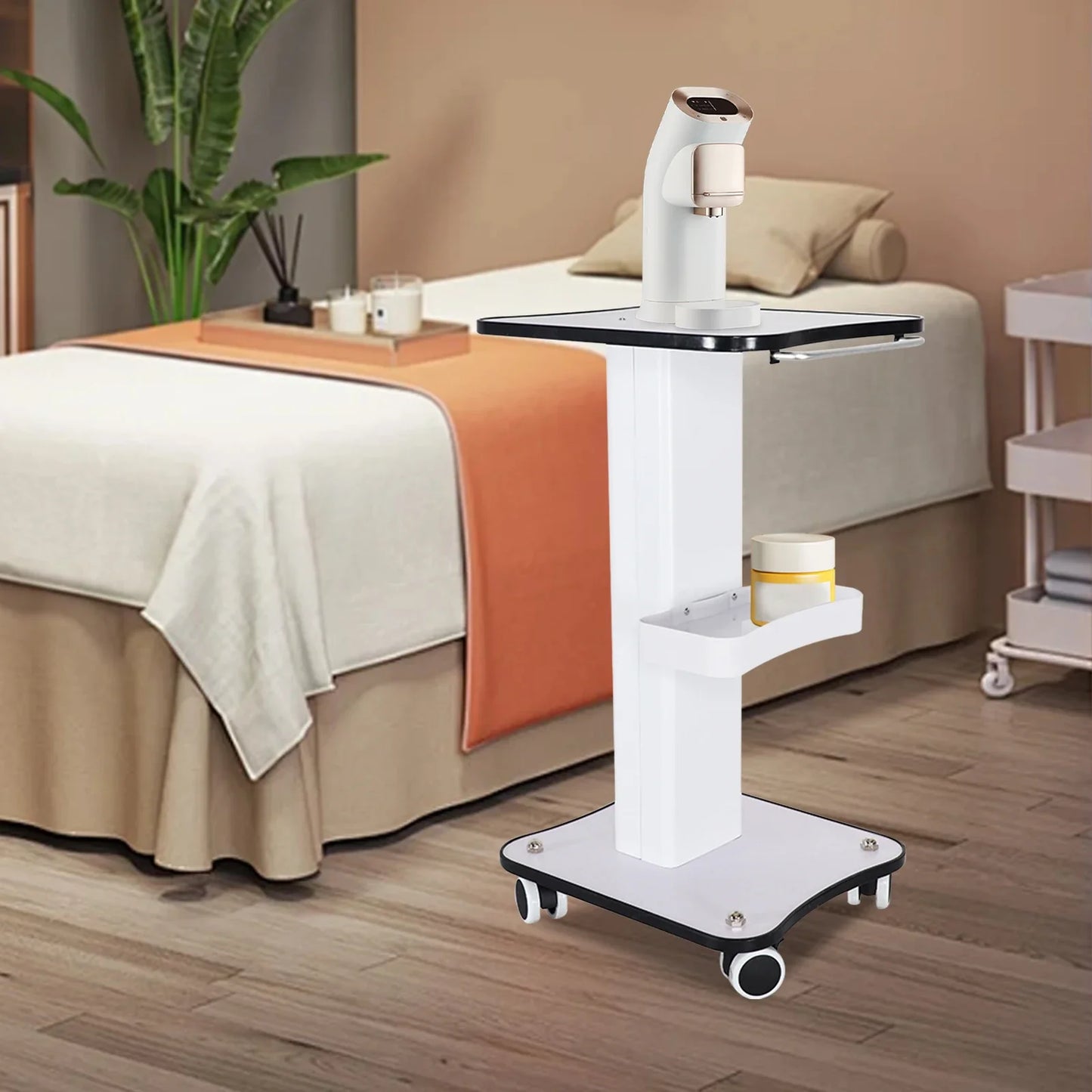 3-Tier Rolling Beauty Salon Trolley – SPA Equipment Stand with Push Handle & Storage Organizer