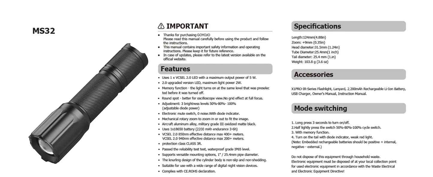 Night Vision Rifle Scope – IR850 Infrared Tactical Monocular with MOA Recording & Range Finder