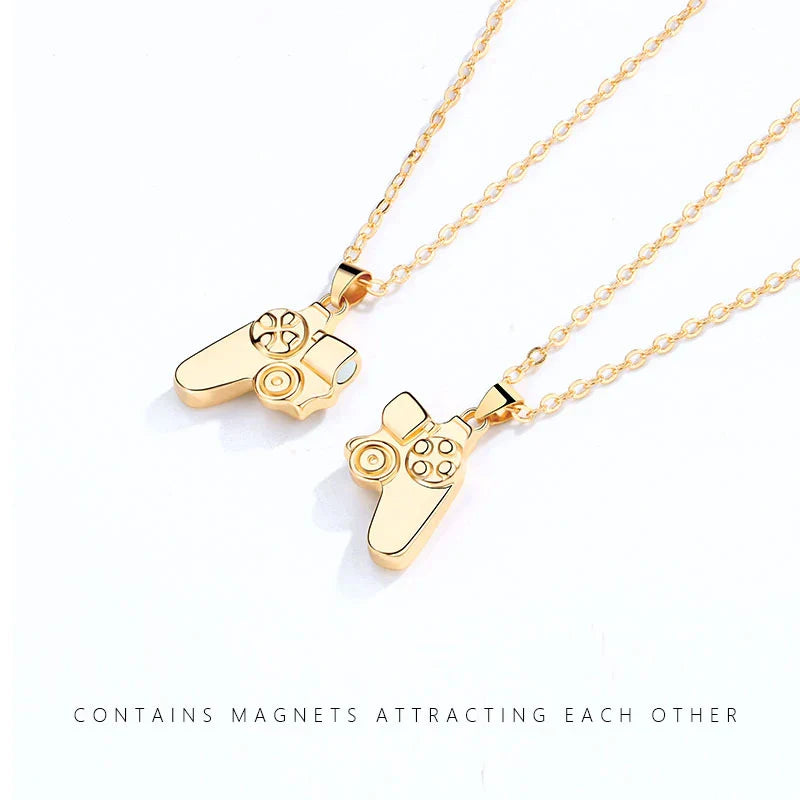 2Pcs Magnetic Couple Necklace Set – Game Controller Friendship Matching BFF Necklaces for Him & Her