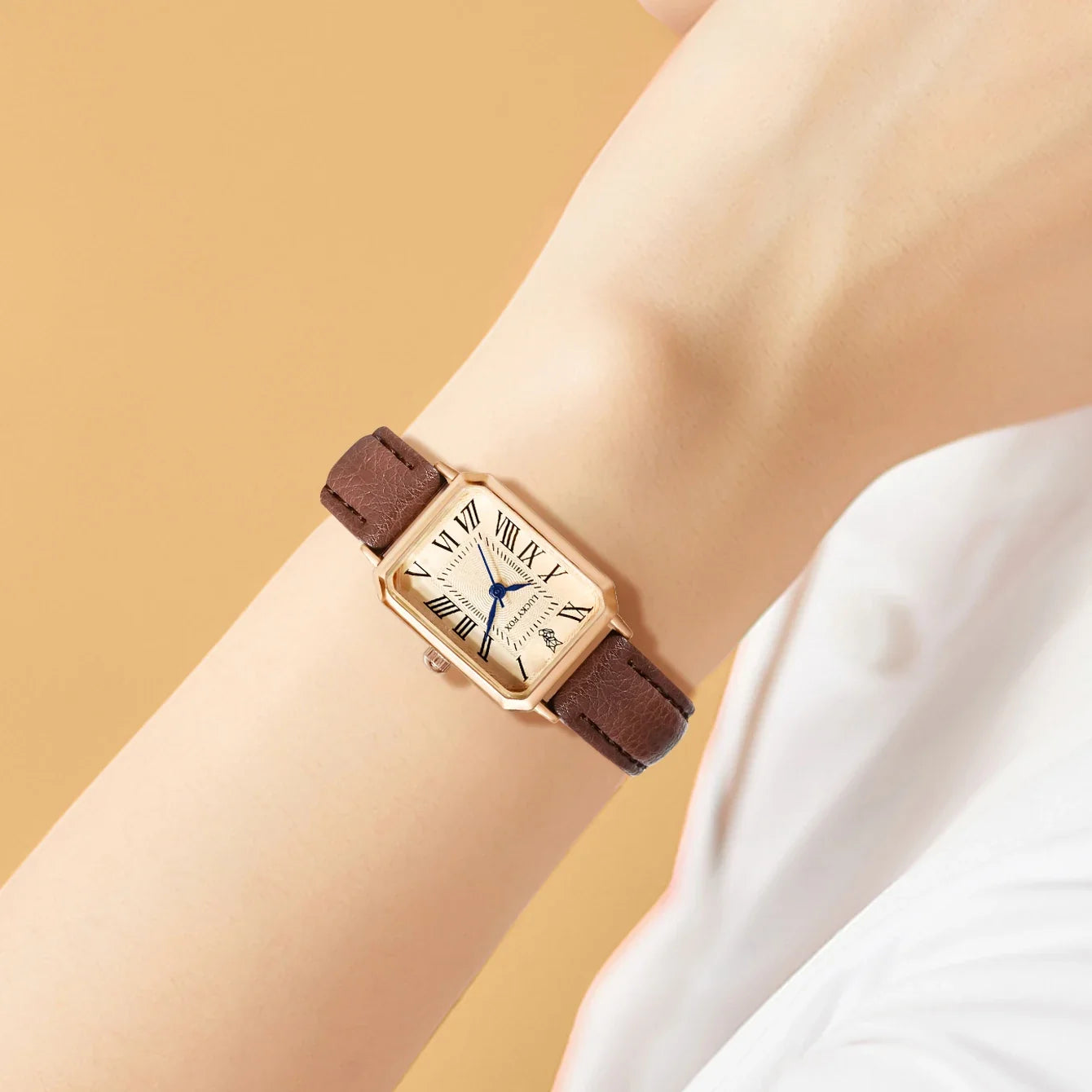 Retro Digital Square Dial Watch - Fashionable Quartz Leather Strap Wristwatch For Women Gift Casual Style