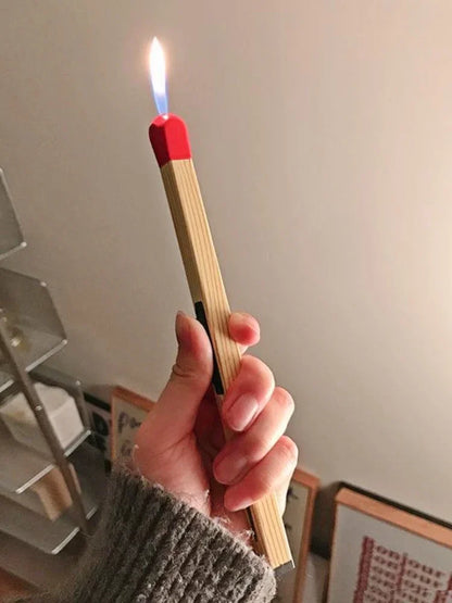 Match-Shaped Open Flame Gas Lighter - Creative Outdoor Kitchen Stove Igniter & Smoking Accessory Gift
