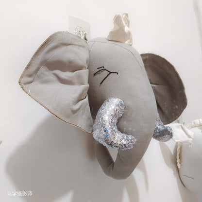 Handmade 3D Felt Animal Heads — Elephant & Swan Wall Hanging Decor for Nursery & Kids’ Bedroom