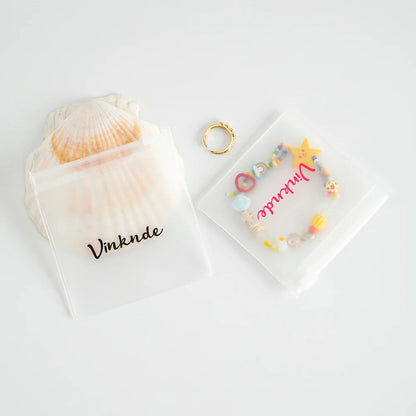 200PCS Bulk Jewelry Zipper Bags — Custom Frosted Transparent PVC Pouches for Necklaces, Earrings & Rings with Logo