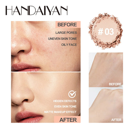 8-Color Matte Pressed Face Powder – 24H Oil Control, Full Coverage Waterproof Setting Foundation