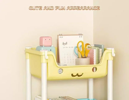 4 Layer Toy Storage Trolley & Bookshelf - Kids Organizer, Snack Rack, Bathroom & Kitchen Storage