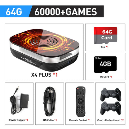 KINHANK Amlogic S905X4 Retro Video Game Console – Super Console X4 Plus with 90,000 Games, 60+ Emulators, 4K HD TV Box for Arcade/MAME/NAOMI