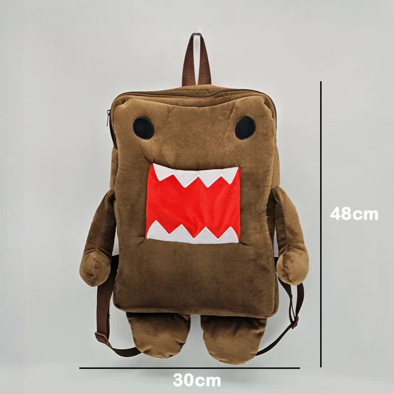 Domo Kun Plush Backpack - Cute Brown Stuffed Shoulder Messenger Bag for Adults