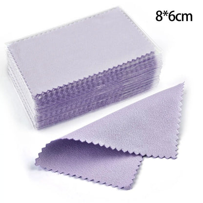 50pcs Silver Polishing Cloths 10x6.5cm & 8x8cm – Soft Cleaning Wipes for Necklaces, Rings & Jewelry Care