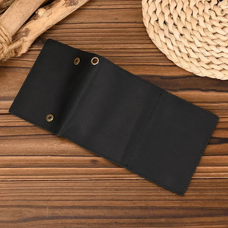 Men's Genuine Leather Short Wallet with Chain – Zipper Clutch, Trifold Purse, Card Holder & Coin Purse for Men
