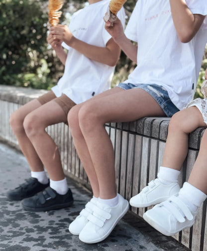 HOBIBEAR Wide-Toe Family Sneakers — Barefoot Minimalist Lace-Up Casual Walking Shoes with Hook & Loop Faux Leather