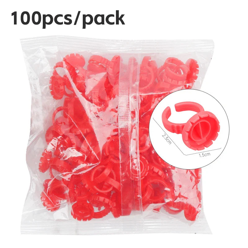 AILEISHI 100PCS Disposable Eyelash Glue Cup Rings – Lash Extension Pigment Holder Tattoo Makeup Tools