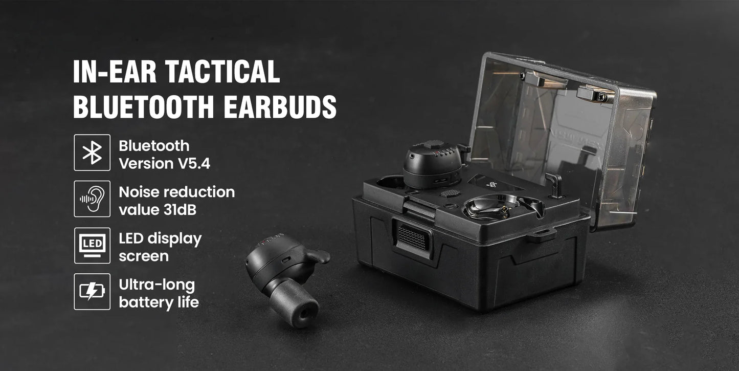 ARM NEXT E30 Tactical Bluetooth Headset – Electronic Noise-Cancelling Earplugs NRR27dB for Shooting
