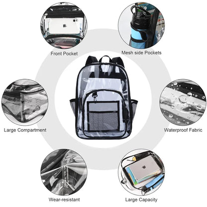 Transparent Shoulder Backpack | Unisex Large Capacity Waterproof Multifunctional Bag for Men & Women