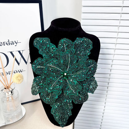 White Multi-Layer Lace Sequin 3D Flower Patch – DIY Clothing Decorative Applique