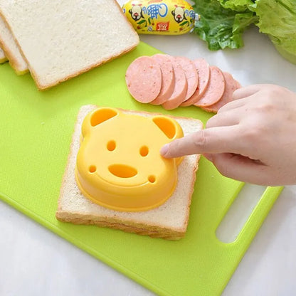 Mini Cartoon Sandwich Cutter and Sealer Set - Bear, Squirrel, and Sea Dog Bread Knife for Kids' Bento Lunch and Baking Fun