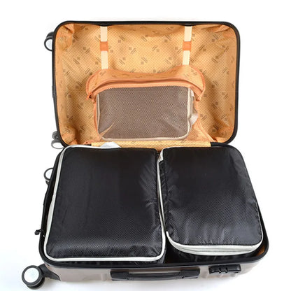 3-Piece Compressible Waterproof Nylon Packing Cubes Set – Portable Travel Storage Bags with Handbag Luggage Organizer