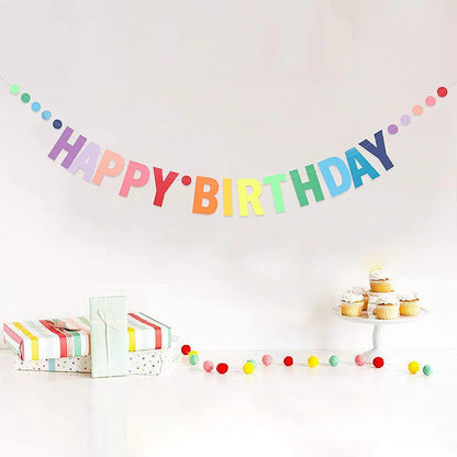 Rainbow Happy Birthday Banner – Paper Garland Kids 1st Birthday Party Hanging Flags, Rainbow Theme Decorations
