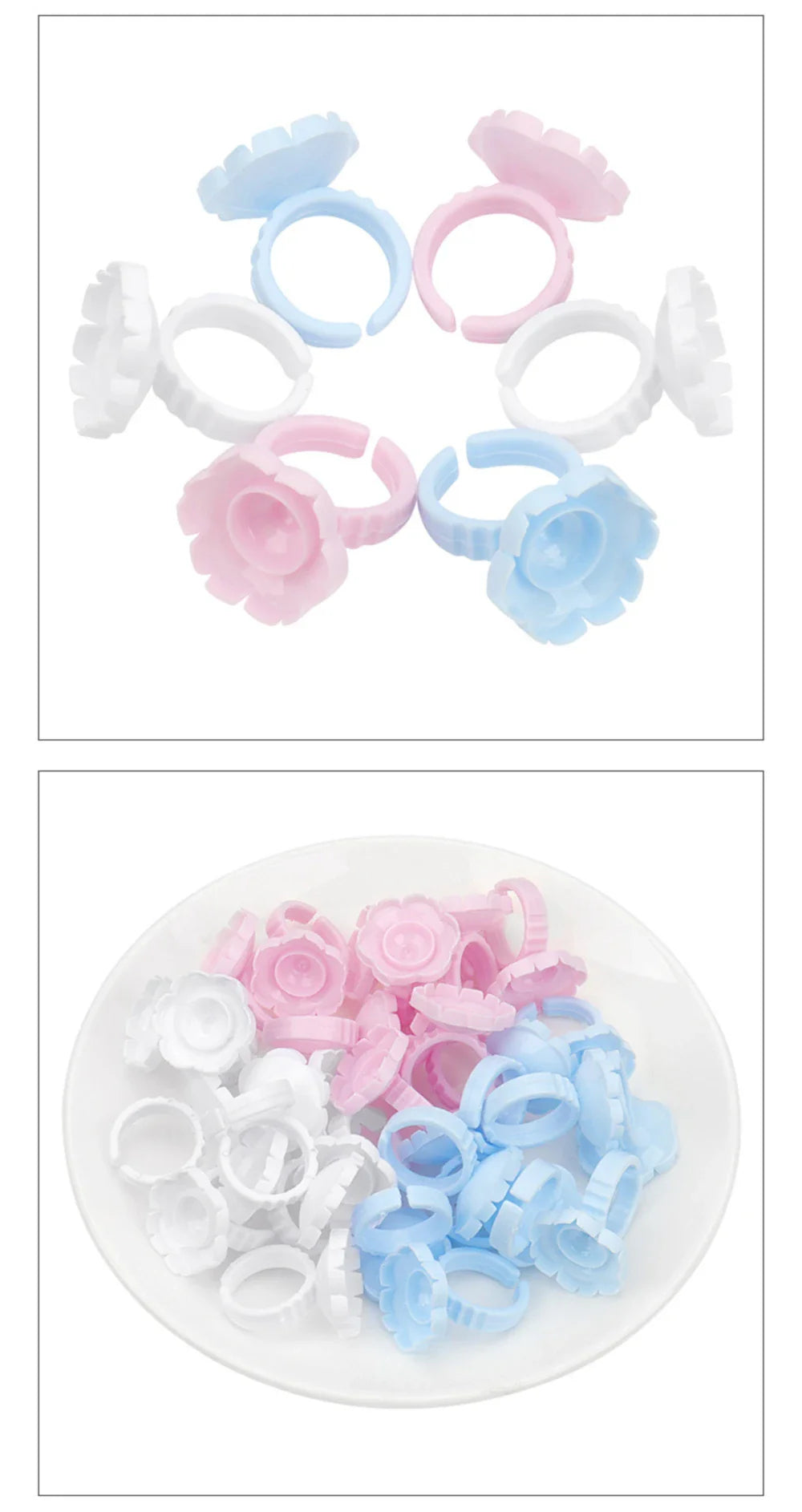 AILEISHI 100PCS Disposable Eyelash Glue Cup Rings – Lash Extension Pigment Holder Tattoo Makeup Tools