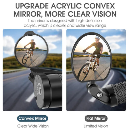 WEST BIKING Adjustable Bicycle Rearview Mirror – Universal Convex Handlebar End Mirror for MTB & Road Bikes