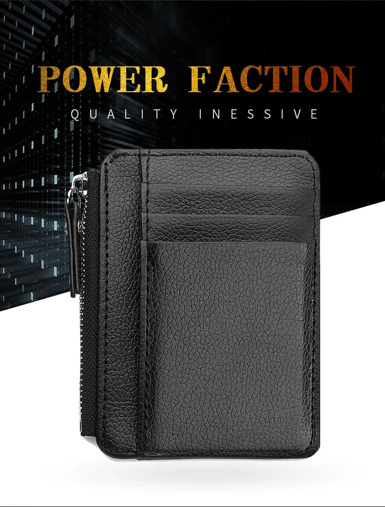 Mini Credit Card Wallet for Men – Slim ID Holder with Zipper, Small Sleeve-Style Short Coin Wallet