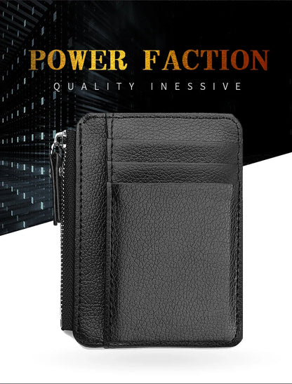 Mini Credit Card Wallet for Men – Slim ID Holder with Zipper, Small Sleeve-Style Short Coin Wallet