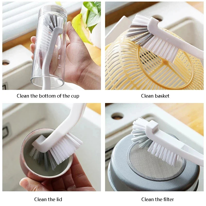 360° Clean Long Handle Brush for Fish Tanks, Milk Bottles, Glass Tubes, and More - Versatile Home Kitchen Cleaning Tool