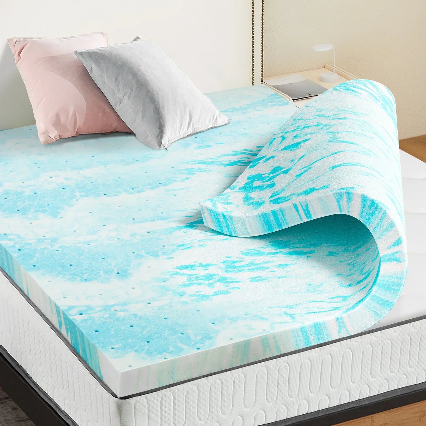 2-3 Inch Gel Memory Foam Mattress Topper - Full Size Cooling, Soft, and Breathable Bed Topper for School Bedroom