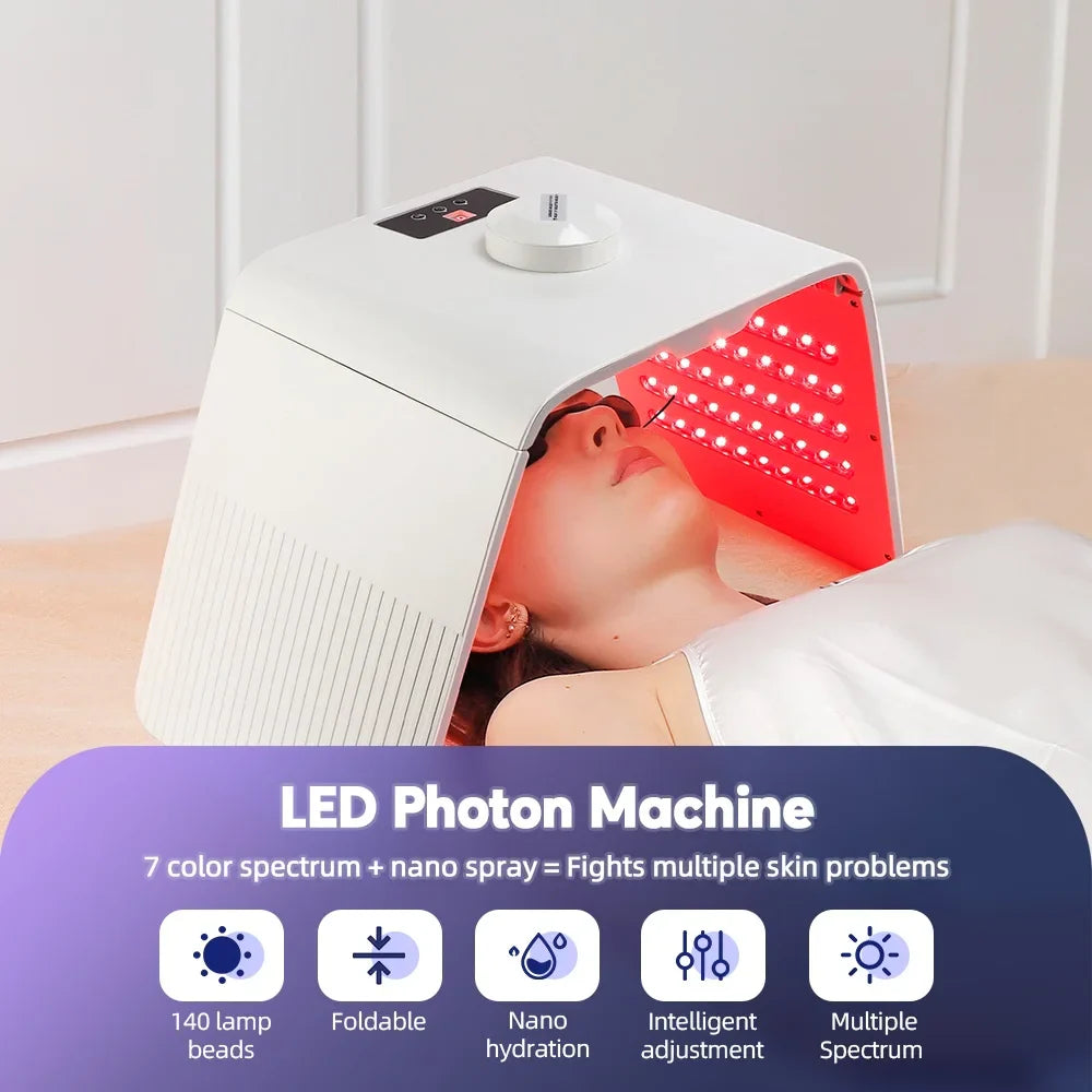 7 Color LED PDT Nano Water Sprayer Skin Rejuvenation Photon Therapy Mask for Home SPA