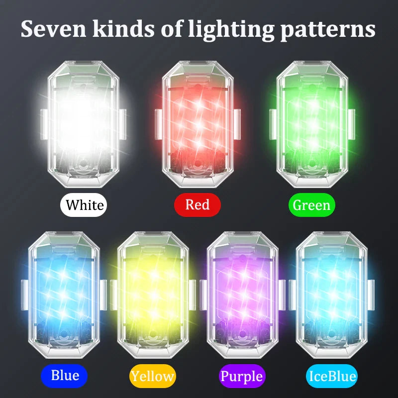 4PCS Wireless LED Strobe Lights for Drones, Motorcycles, Cars, and Bikes - Remote Control Anti-Collision Warning Signal Lights