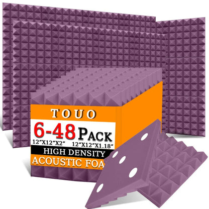 TOUO Acoustic Foam Panels 6–48 Pack Studio Soundproof Wall Panels – Sound Absorbing Sponge for Home, KTV & Recording Rooms