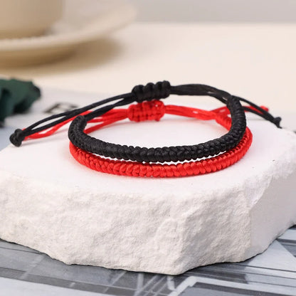 Lucky Red Thread Bracelet — Adjustable Tibetan Buddhist Handwoven Braided Rope Jewelry for Men and Women Wristbands