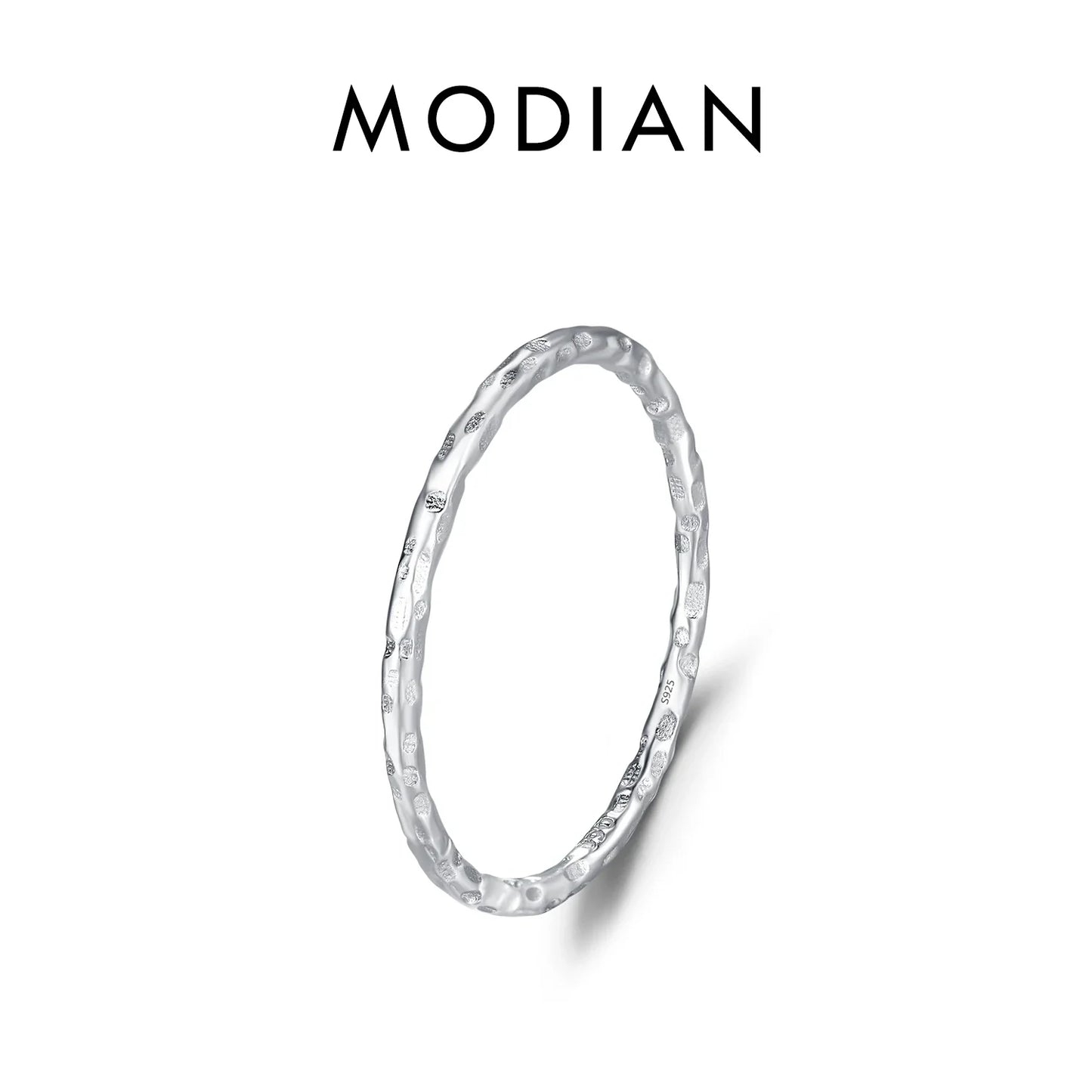 MODIAN 925 Sterling Silver Stackable Ring – Classic Wave Geometric Finger Ring, Fashion Jewelry for Women