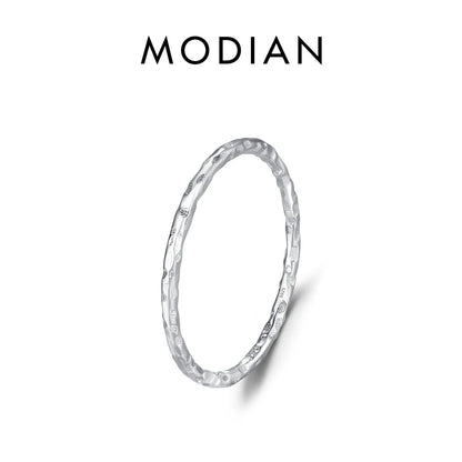 MODIAN 925 Sterling Silver Stackable Ring – Classic Wave Geometric Finger Ring, Fashion Jewelry for Women