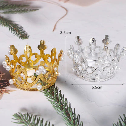 Mini Pearl Crown Cake Topper – Romantic Garland & Hair Ornaments for Birthdays, Weddings & Parties
