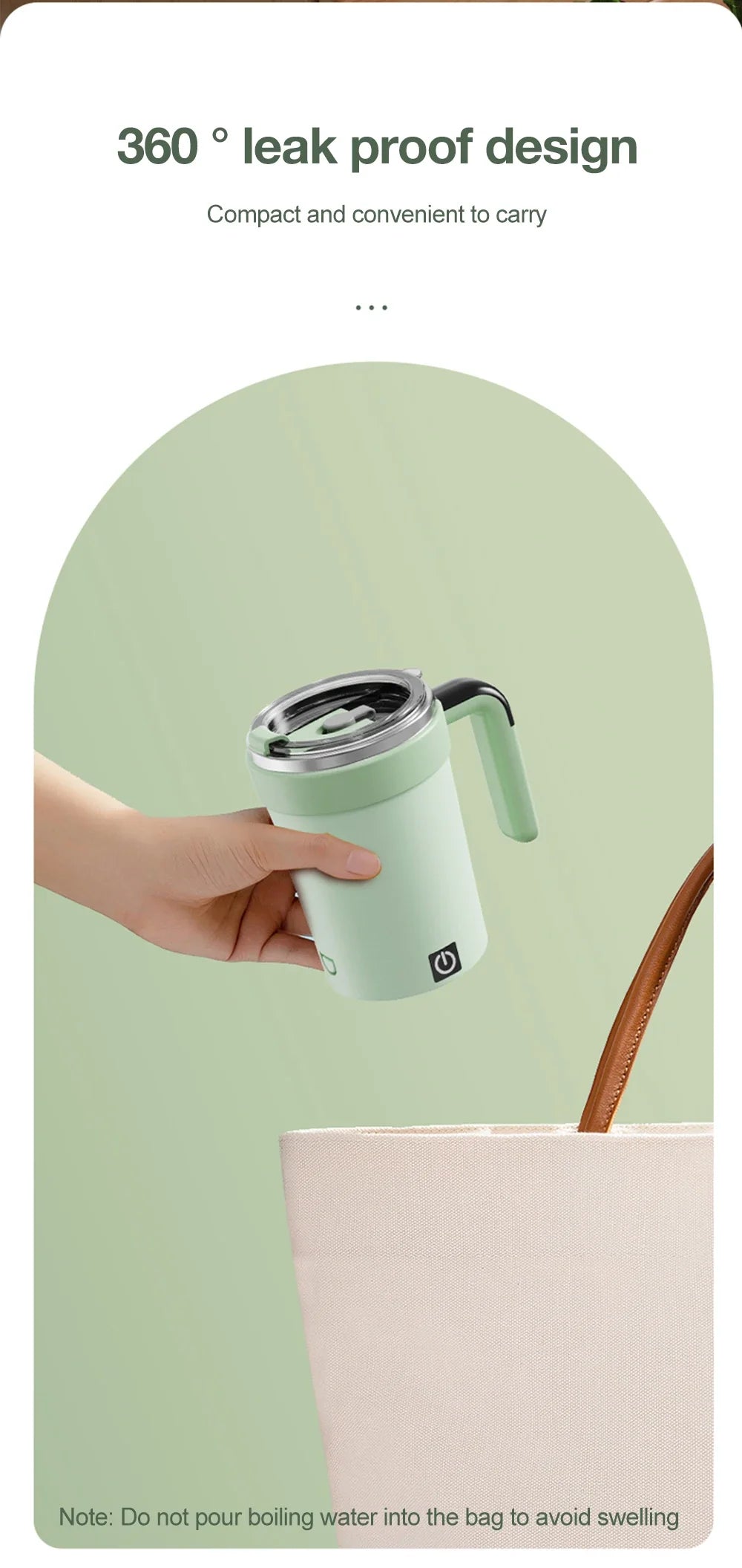 Automatic Rechargeable Electric Coffee Cup Stirrer – Stainless Steel Magnetic Self-Stirring Mug with Detachable Base