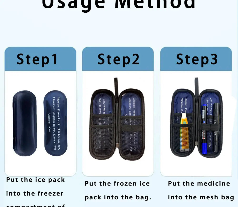 Portable Insulin Cooling Bag with 4 Ice Packs – Diabetic Pocket Pill Protector, Waterproof Thermal Insulated Medical Cooler