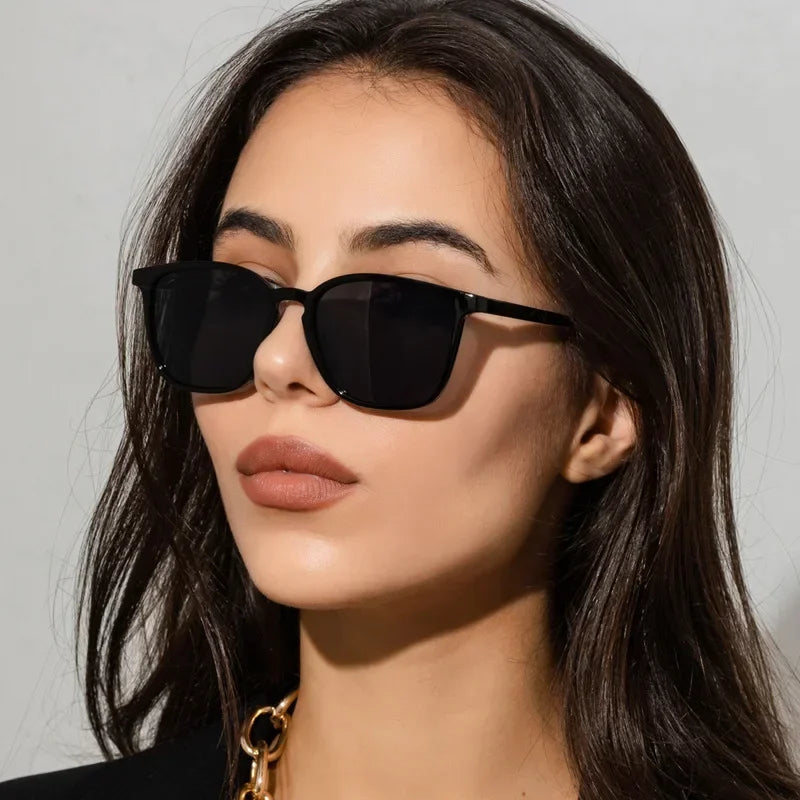 2025 Fashion Square Sunglasses — Retro Designer Cat Eye Shades for Women, Vintage Black UV Protection