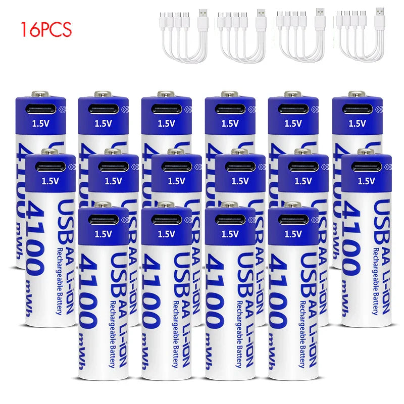 MATOV 1.5V 4100mWh AA Rechargeable Battery – USB Type-C Li-ion Battery for Remote Control, Smart Door Locks & Toys