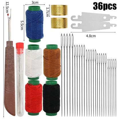 Big Eye Sewing Needle Set with Threader & Thimble – Steel Hand Stitching Kit for Embroidery, DIY Craft & Clothing Repair Tools